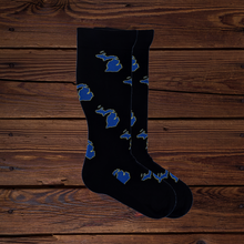 Load image into Gallery viewer, Blue and Yellow Michigan Socks
