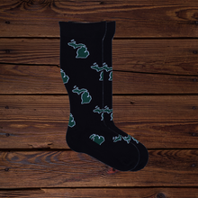 Load image into Gallery viewer, Green and White Michigan Socks
